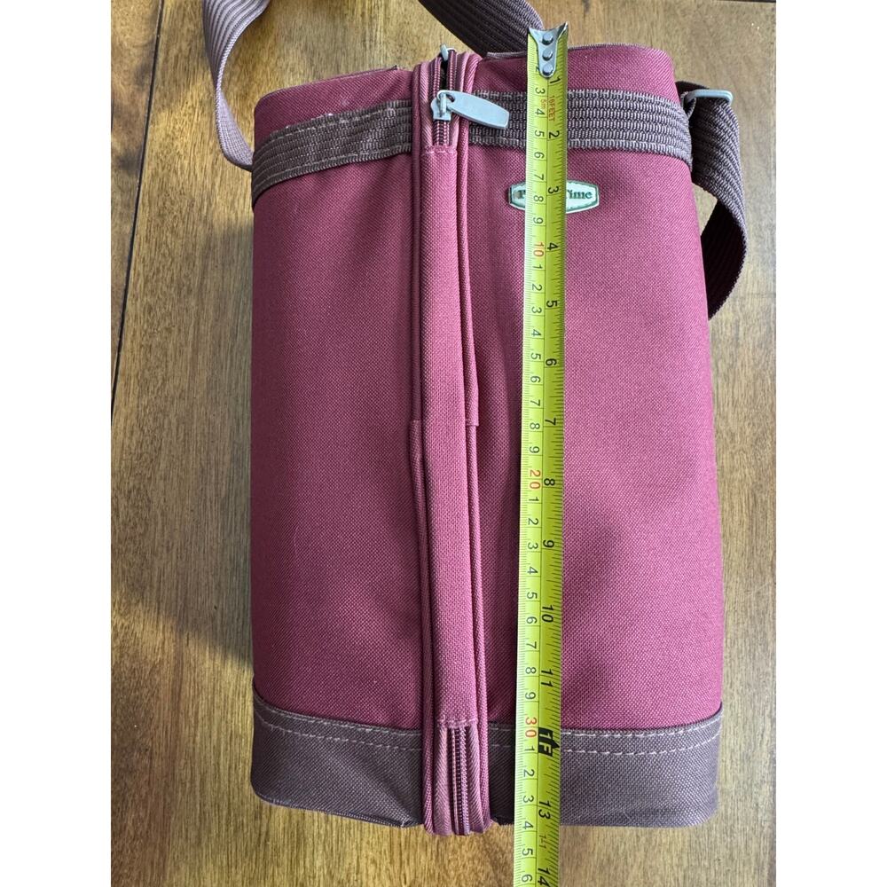 Picnic Time Wine Tote Insulated Bottle Carrier Burgundy Travel Case - Picture 8 of 10